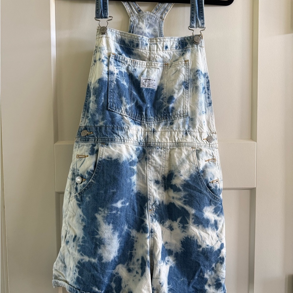 Levi's Blue and White Tie-Dye Denim Overalls